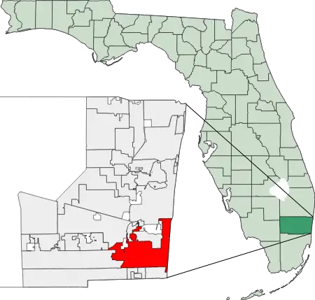 Location of Hollywood in Florida
